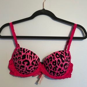 Cheetah Print Hot Pink Lace PINK Push-Up Demi